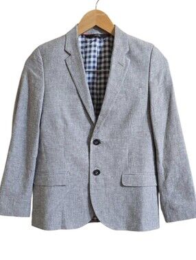 Nordstrom Kids Youth Boys Light Gray Linen Blend Double Button Blazer. Size 14